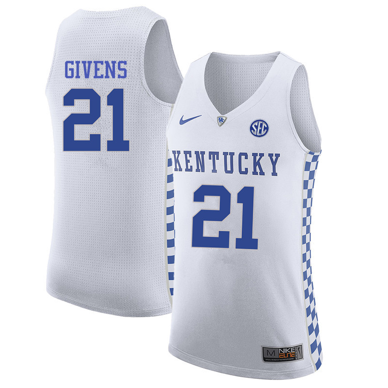 Men Kentucky Wildcats #21 Jack Givens College Basketball Jerseys-White - Click Image to Close